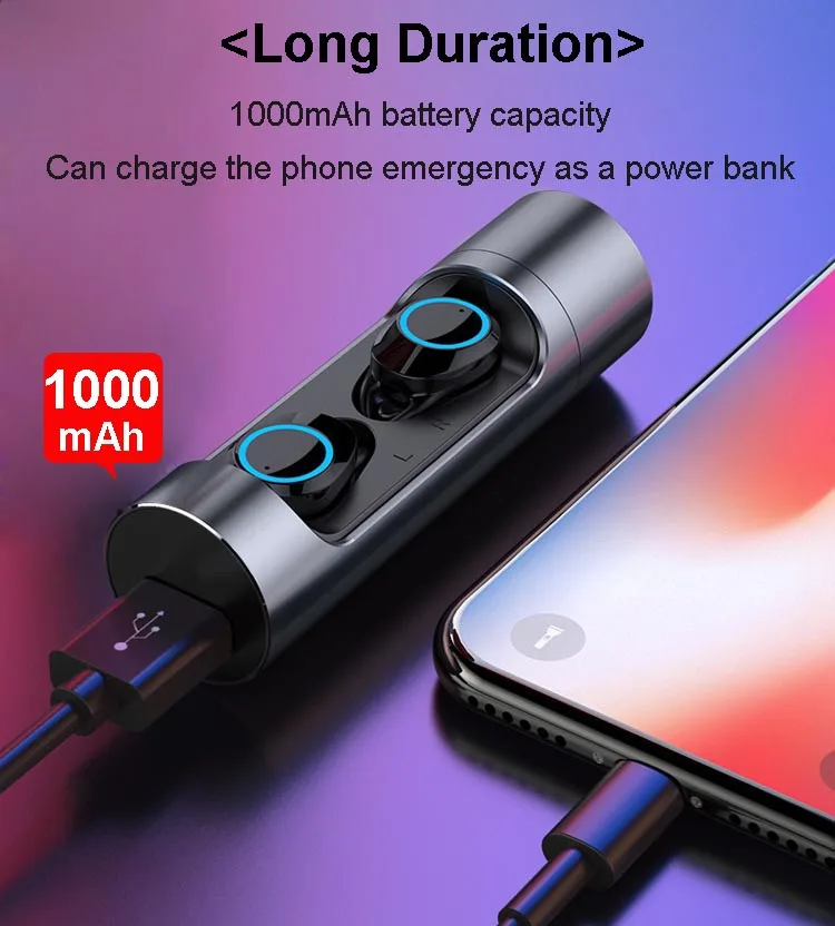 X8 TWS Earbuds Portable Power Bank Mini Twins V5.0 Multi-function Touch Control Sweatproof Sports Wireless Headphones