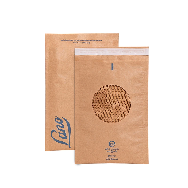 Compostable Kraft Paper Mailing Bags Cushioning  Honeycomb Padded Mailer For Electronic Products