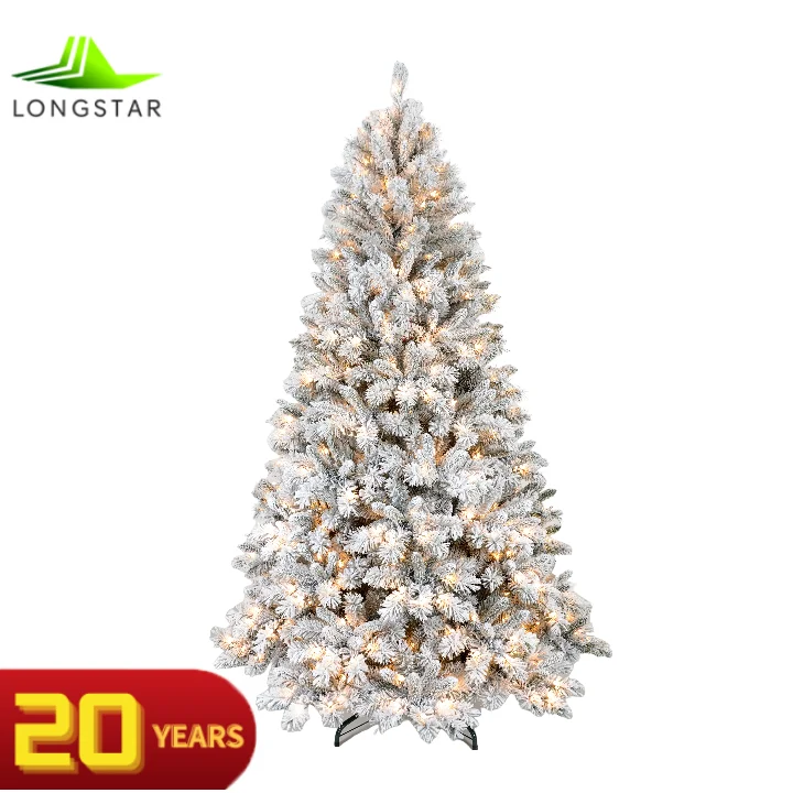 Longstar Factory Wholesale Snow Pre-lit Christmas Tree with Lights Artificial Luxury Christmas Trees for Home Decor