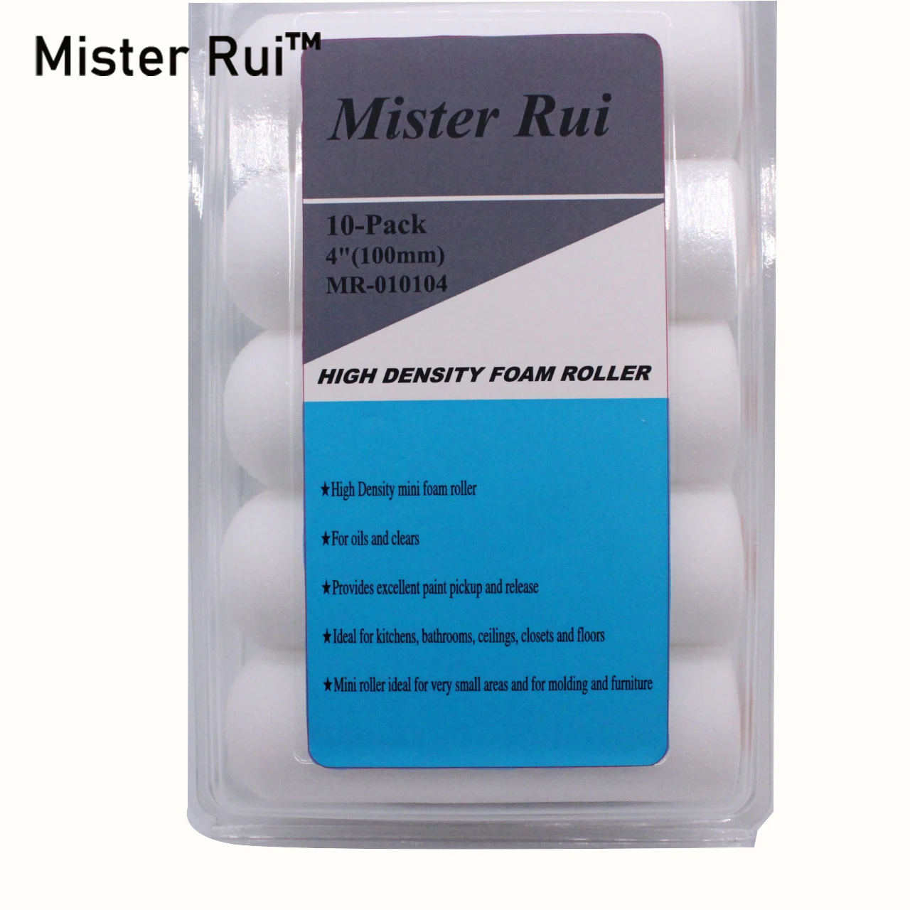 10 шт., губчатые мини-валики высокой плотности, 4 дюйма