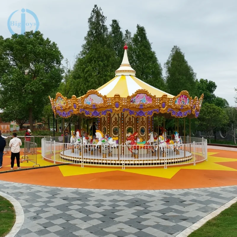 Theme Parks Luxury 24 Seats Carousel Amusement Park Attraction Funfair Rides Merry Go Around Manege Horse Carousel For Sale