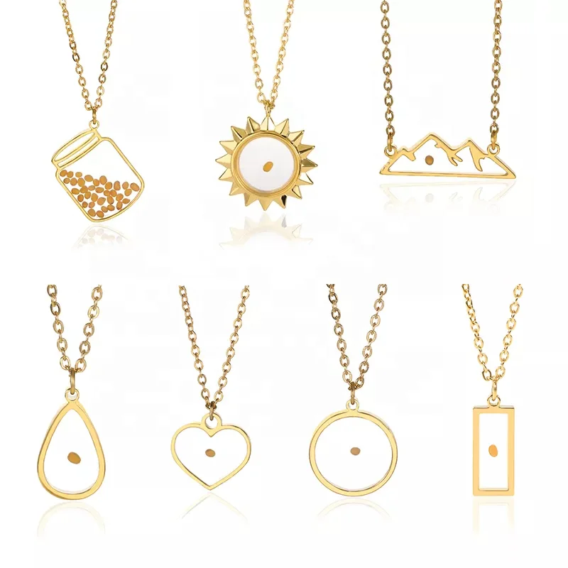 Ожерелье с семенами горчицы Dr. Jewelry 2022 из нержавеющей стали 18 карат золотого цвета для семени одуванчика христианские ювелирные изделия на удачу