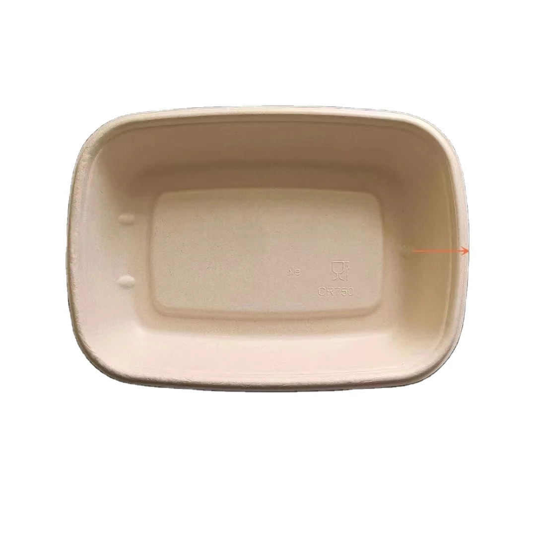 CR750ml Takeaway Food Packaging  sugarcane pulp plates Box 100% biodegradable  Bagasse Food Containers240430