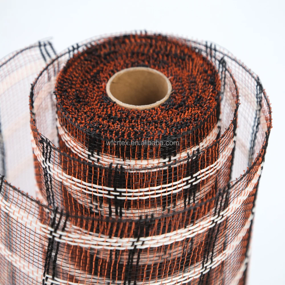 Dacron Christmas White Decor Mesh Webbing for Decorative Christmas Tree Wired Ribbon Metallic Poly Mesh Ribbon