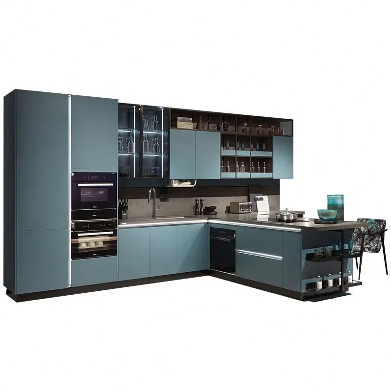 OPPEIN Japan Plastic Cabinet For Kitchen Small Kitchen Blue Melamine Kitchen Cabinets Cuisine