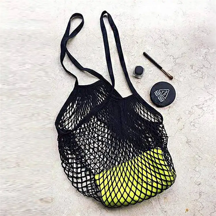 Eco Friendly Organic Cotton Reusable Grocery Net Shopping Bag With Custom Logo Printed