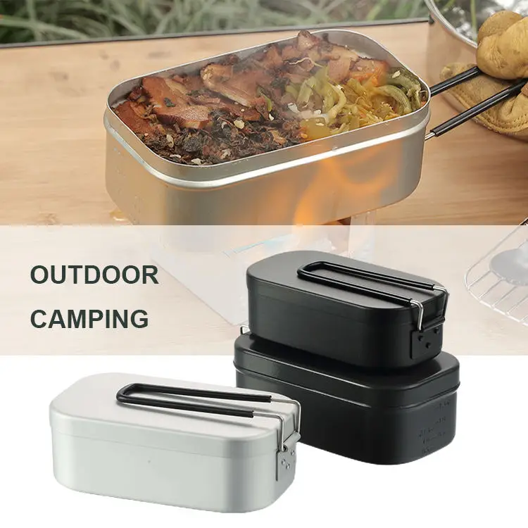 Food Storage And Container Rice Steam Camping Tableware Aluminum Lunch Box Large Plain With Portable Handle