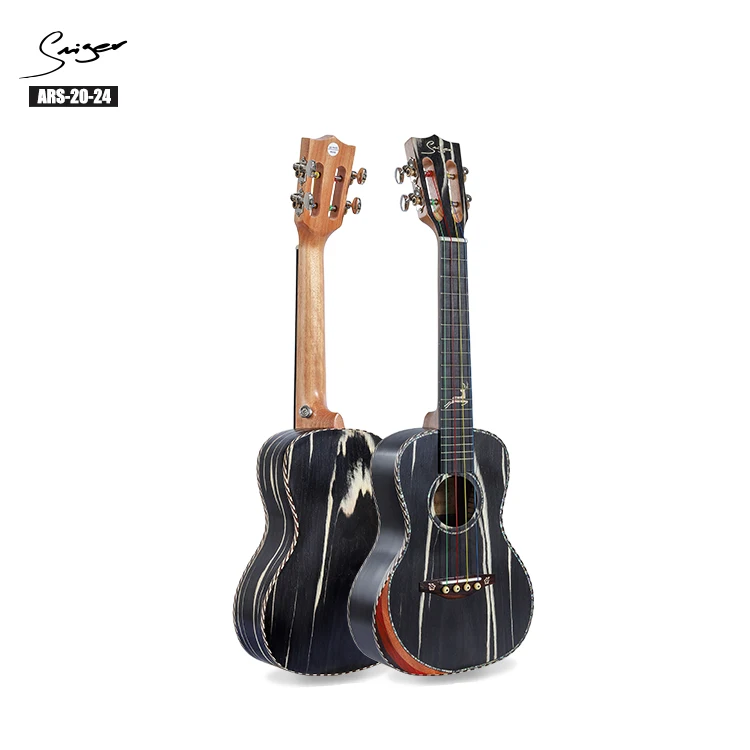new design smiger brand 24 inch Tenical wood 4 strings black ukulele concierto