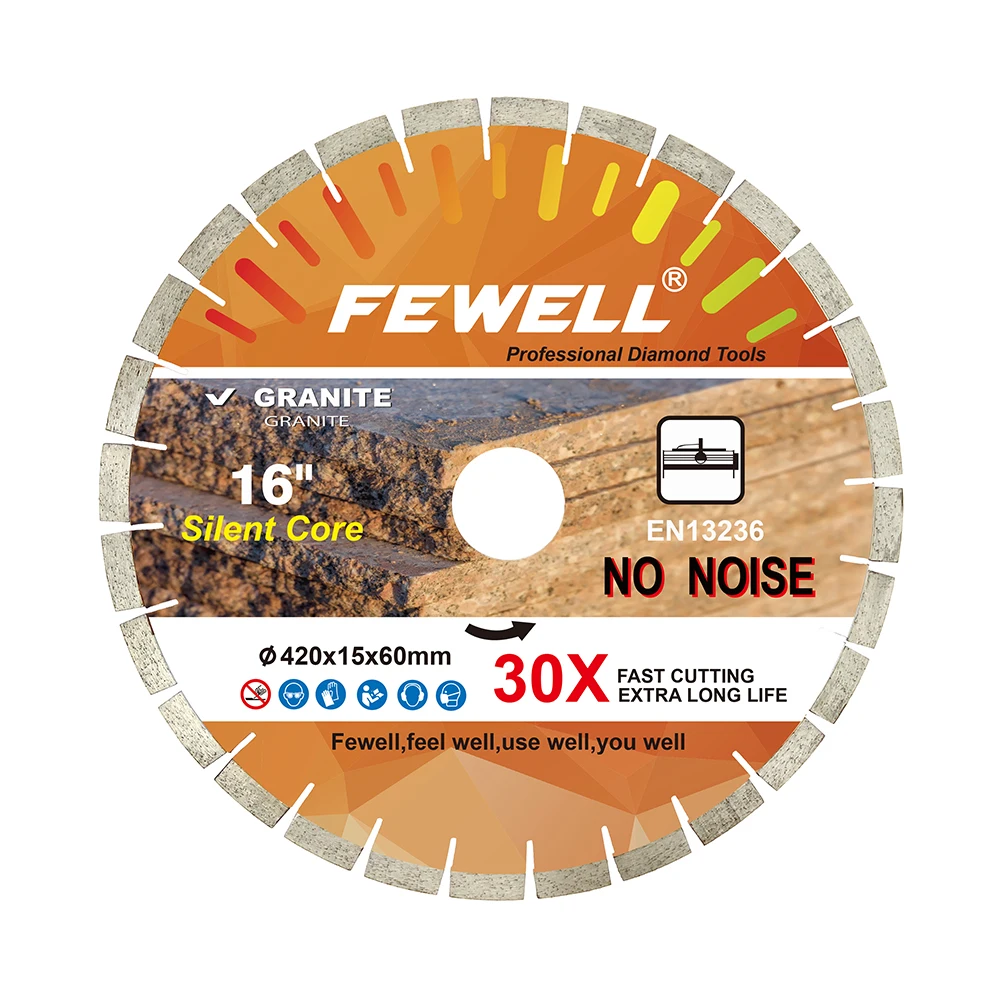 16inch 420*15*60 with 50mm ring Silver Brazed diamond saw blade tools silent steel core for wet cutting hard granite