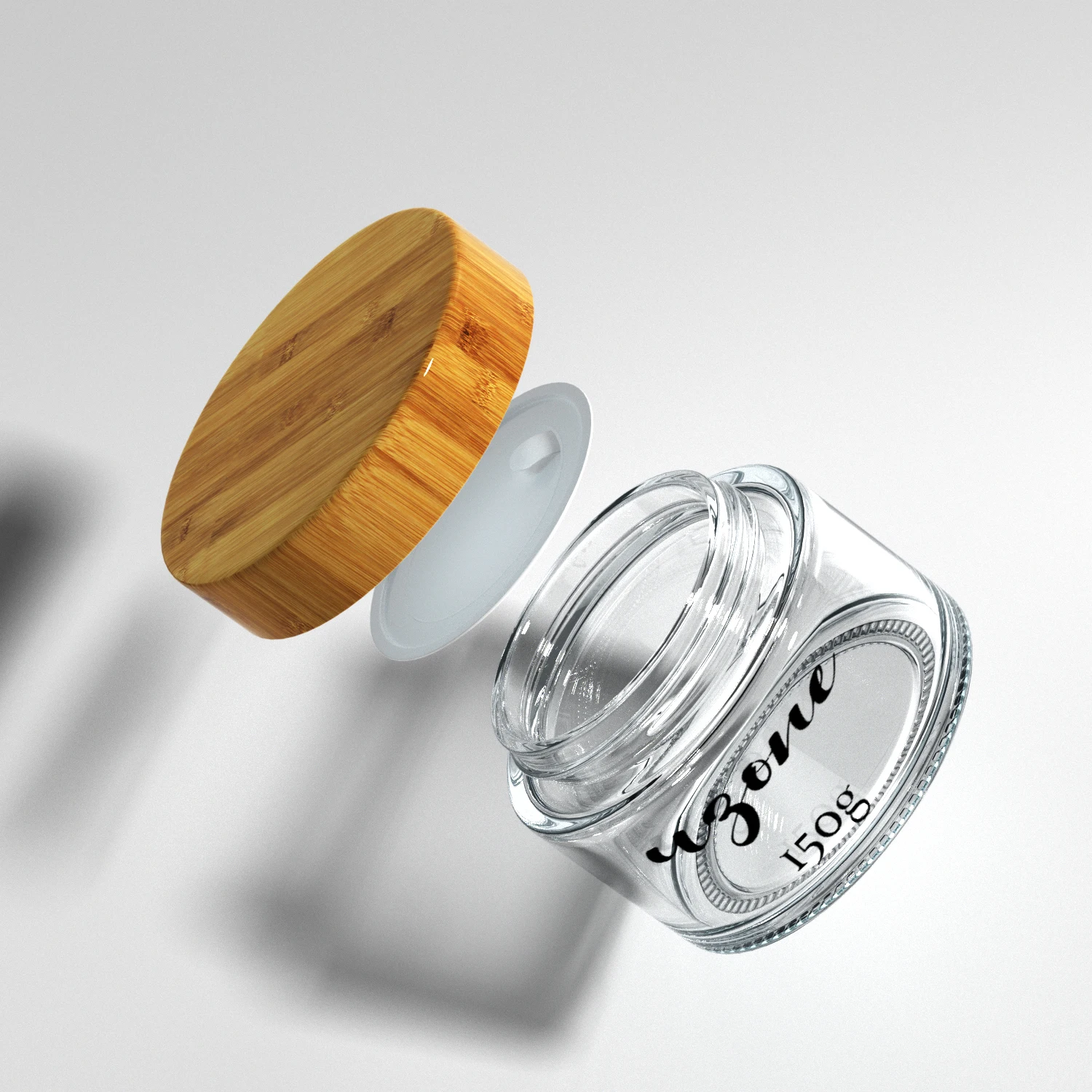 Ready To Ship Nice Jar 15ml 30ml 50ml 100ml 150ml 200ml clear frosted glass jar with bamboo wood lid for body cream