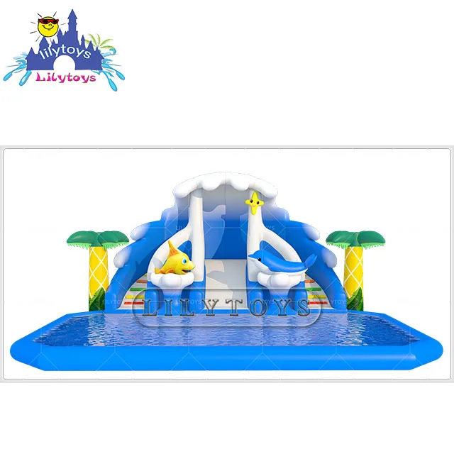 China Factory Mobile Outdoor Inflatable Coconut Tree Waterslides Comercial Inflatables With Pool