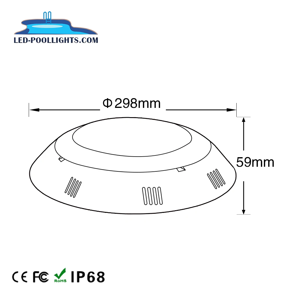 Huaxia 42watt RGB  Remote Control 298mm PC LED Wall Mounted Resin Filled Underwater Swimming Pool Light