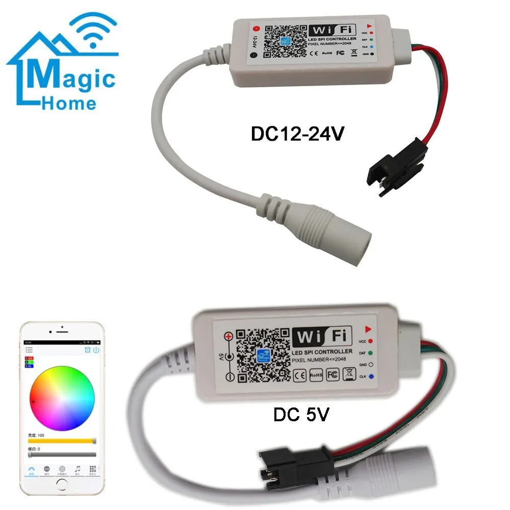 Контроллер magic home wifi spi для WS2812B sk6812 ws2813 sk9822 APA102 Светодиодная лента dream color 5 в постоянного тока