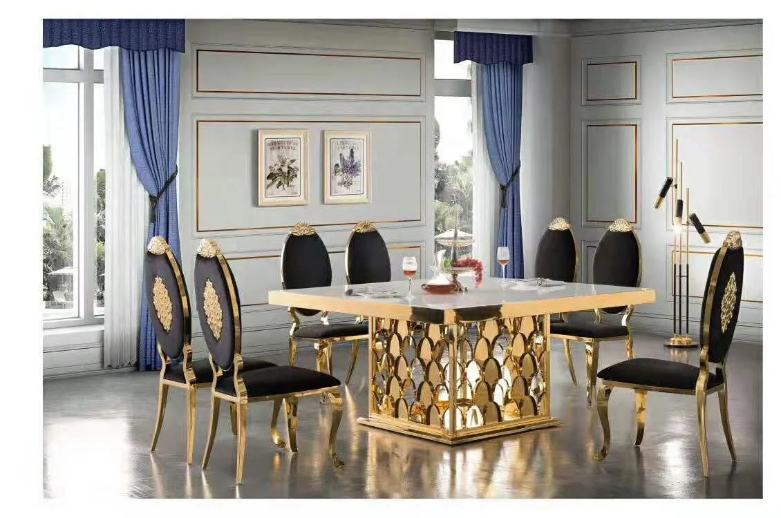 
Interior Design Modern Metal Dining Chair Gold Brass Luxury High Back PU Leather Wedding Chair for Rental 