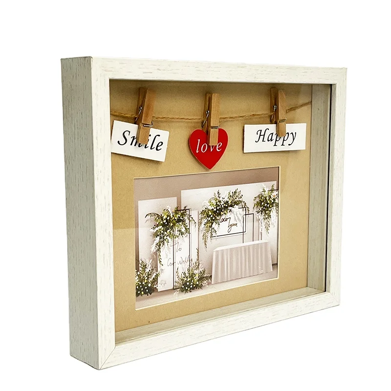 Mengkai Creative Handmade Wood Photo Frame Clip Display Frame with cardboard
