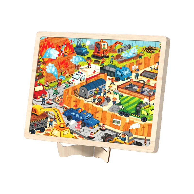 mideer MD3224 Wooden Puzzle- Construction Site Rescue for Children Learning Play Puzzle Games Learning Wooden puzzle