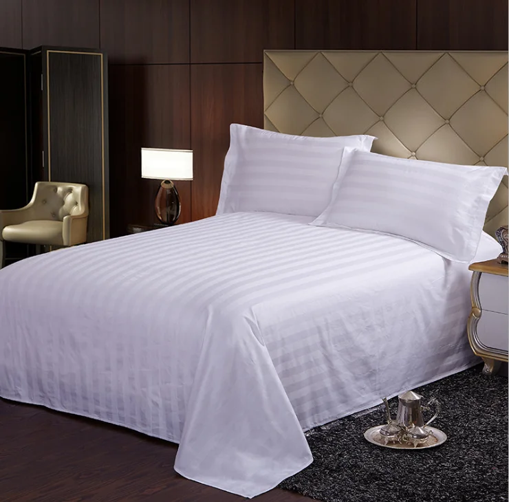 Dubai Hotel 300T Satten Stripe 100% Cotton Hotel Bed Cover Fabric Hotel Bed Sheet 100-150cm Per Roll