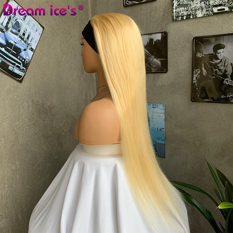 Wholesale 613 Honey Blonde Brazilian Straight Human Hair Headband Wigs Glueless Pre Plucked Remy 150% Density For Black Women