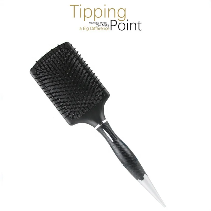 Hot selling black and white rat tail hair brush soft scalp massage anti static cushion hair brush