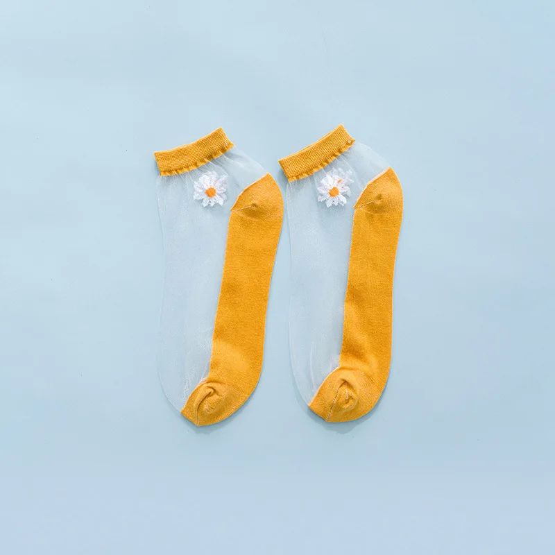 New Arrival Summer Pilates Socks Lace See Through Crew Woman Sheer Silk Transparent Socks