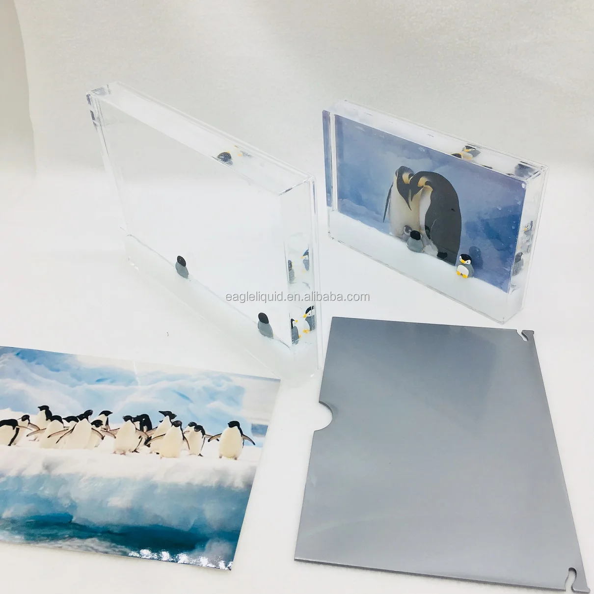 White water oil floating penguin floater plastic photo frame