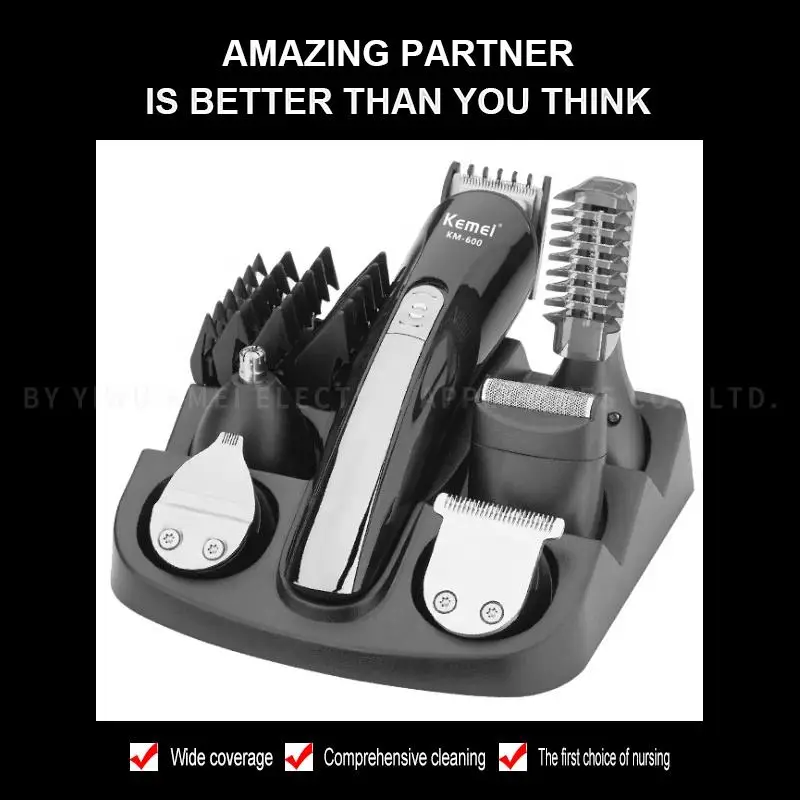 Kemei KM-600 11 in 1 Multifunction Hair Clipper Professional Hair Trimmer Electric Beard Trimmers Hair Cutting Machine Wholesale