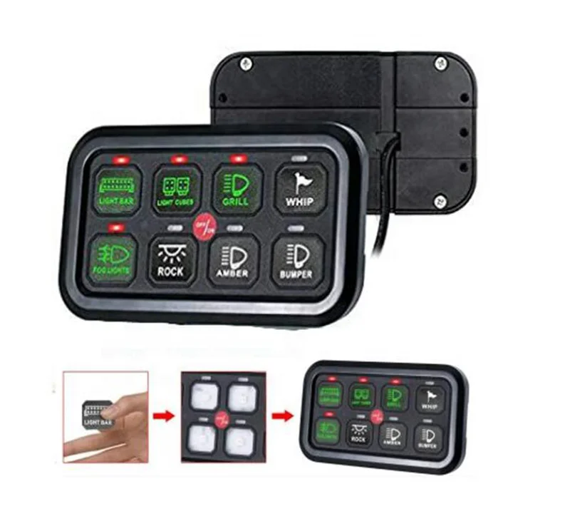 8 Gang Switch Panel with Universal Circuit Control Box Waterproof Fuse Relay for Track boat   Circuit Control Relay System Fuse
