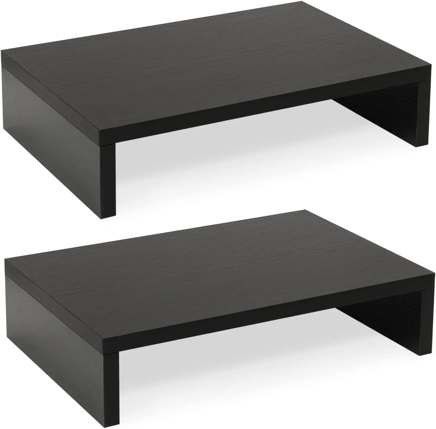 Custom Wood Monitor Stand Riser Black 2 Tier Desk Organizer Stand for Laptop PC Computer Desktop Storage