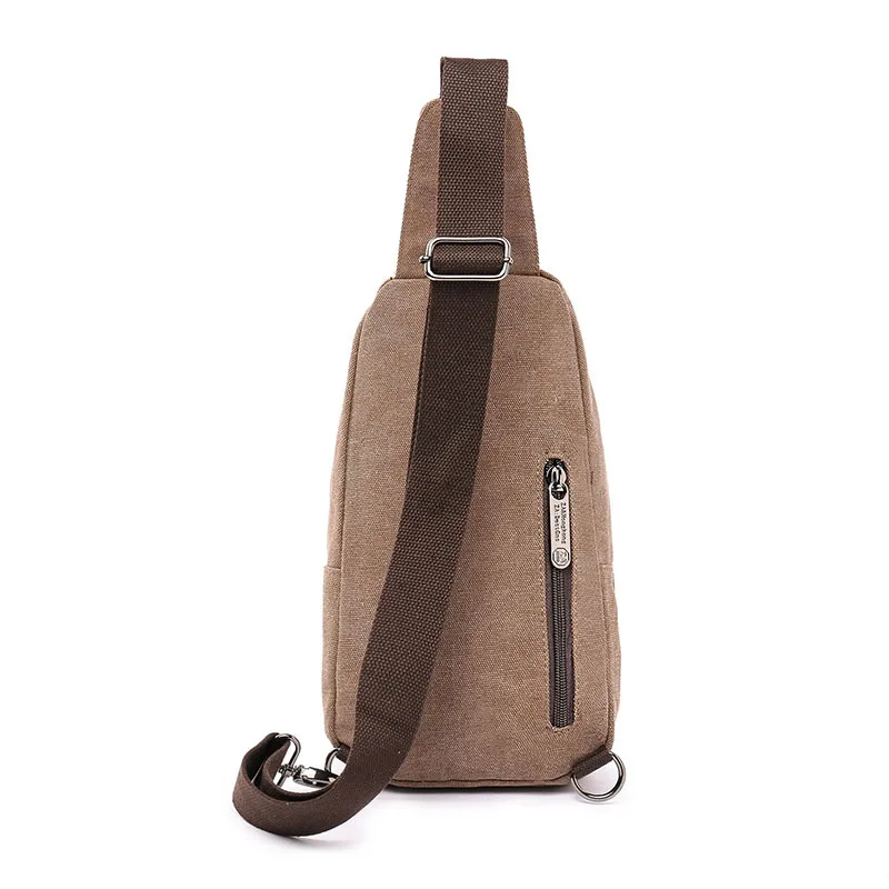 Hot sale canvas crossbody bag one strap bag large capacity outdoor sports chest bag with headphone hole