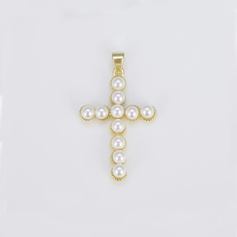 Religious Pendant Pearl Cross Charm  Keepsake Pin Charms for Stroller Pin Making