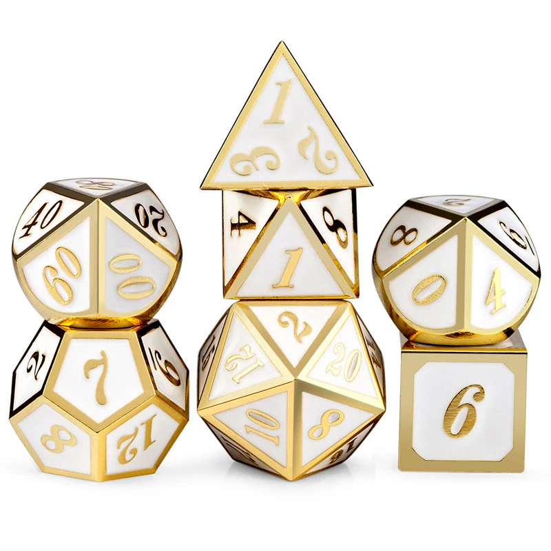 Mixed batches of zinc alloy white dice Dungeon and dragon metal dice