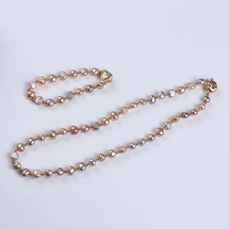 Hot Sale Natural Baroque Freshwater Pearl Beads Bracelet Necklace Jewelry Set For Women