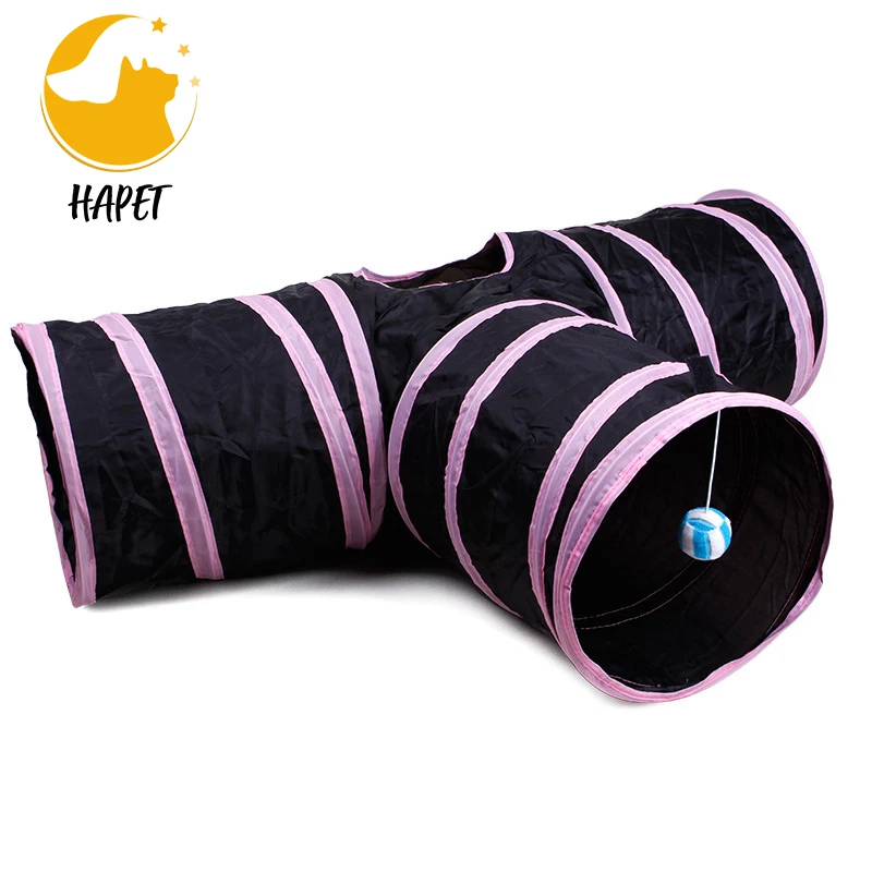 Collapsible Cat Kitten Tunnel Toys 3 Holes cat tunnel outdoor Playing