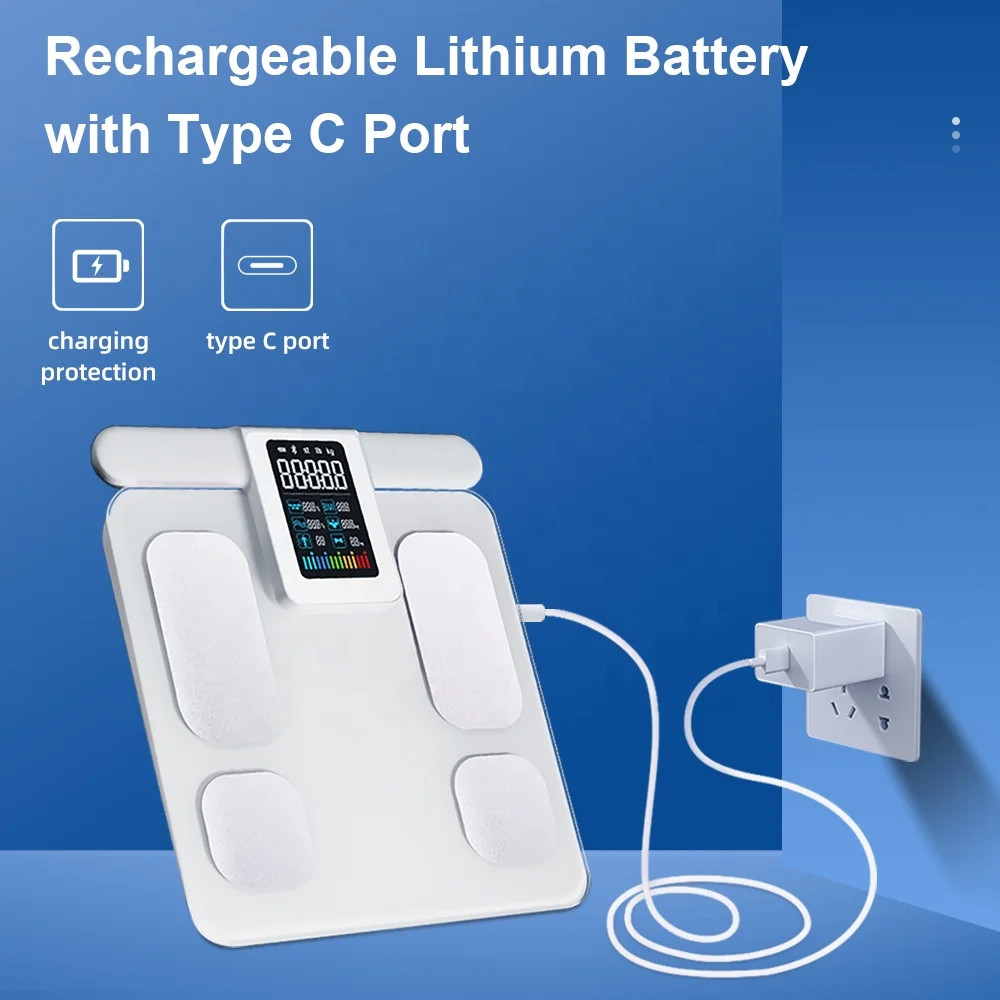 VA Screen Smart Digital Scale 8 Electrodes Bio-impedance Fat Body Smart Scale With App