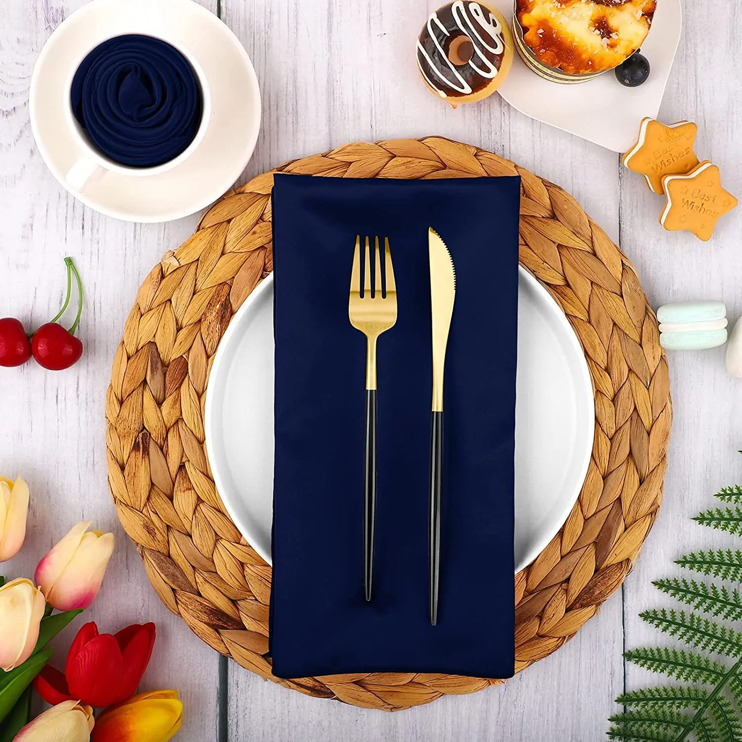 Hotel Dining Folding Knife Fork Holder Cloth Napkin Banquet Party Tablecloth Hands Mouth Wiper Neck Wearing Satin Napkin