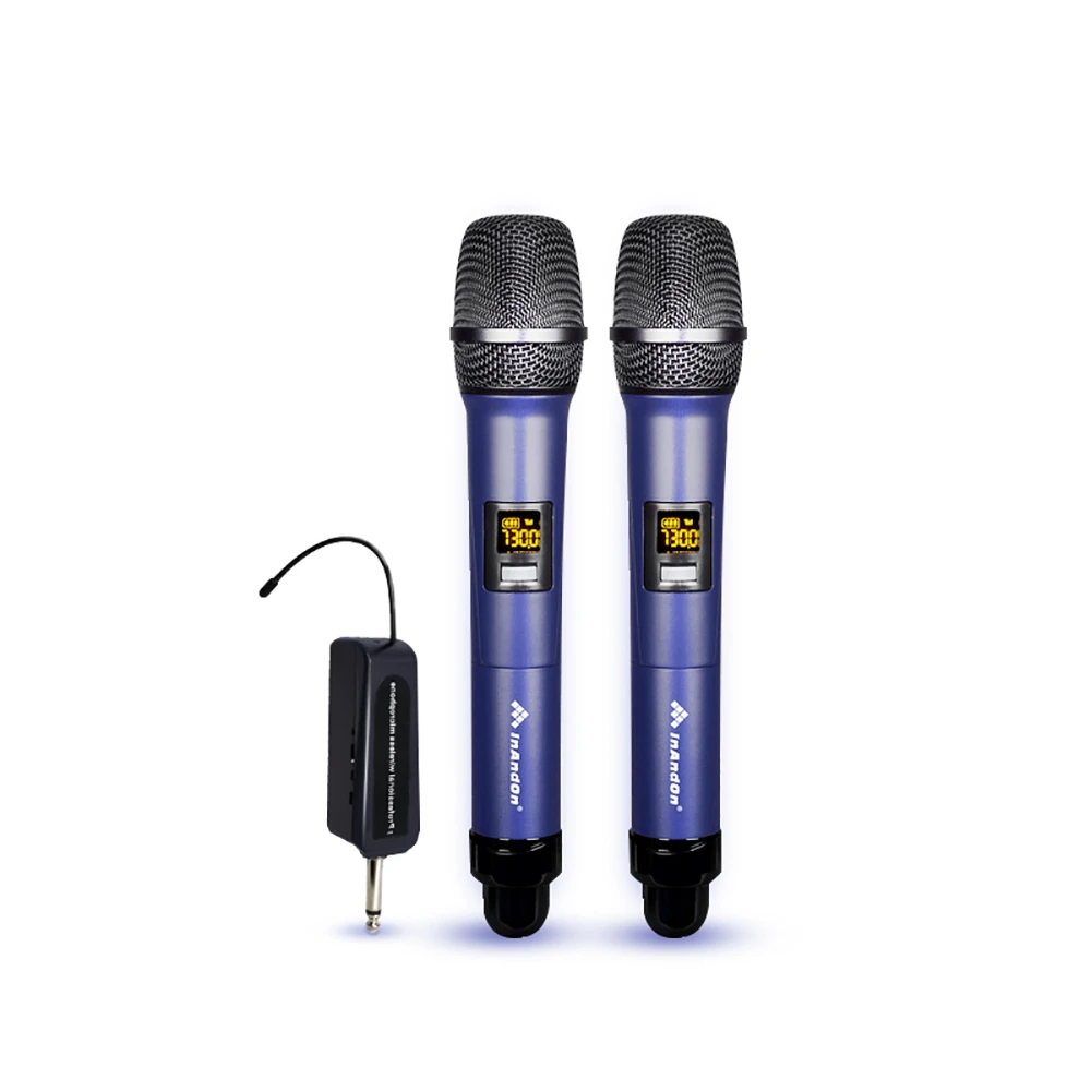 Portable UHF HIFI KTV Rechargeable 2 Channels Wireless Microphones Karaoke Microphone Price