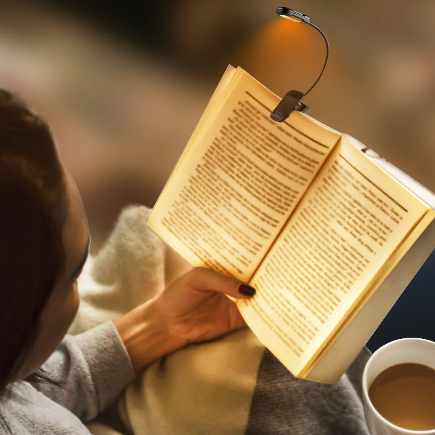 Wholesale Small Adjustable 9 LED Book Lights Clip On for Reading at Night with Amber Warm