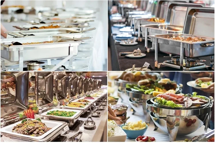 9L Stainless Steel Commercial  Heater Chafing Dish decorative fancy roll top chafing dish  buffet set gold chafing dish