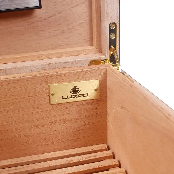 Glass-Top Cedar Wood Large Holds Travel Cigar Humidor Custom Design Cedar Wood Cigar Boxes