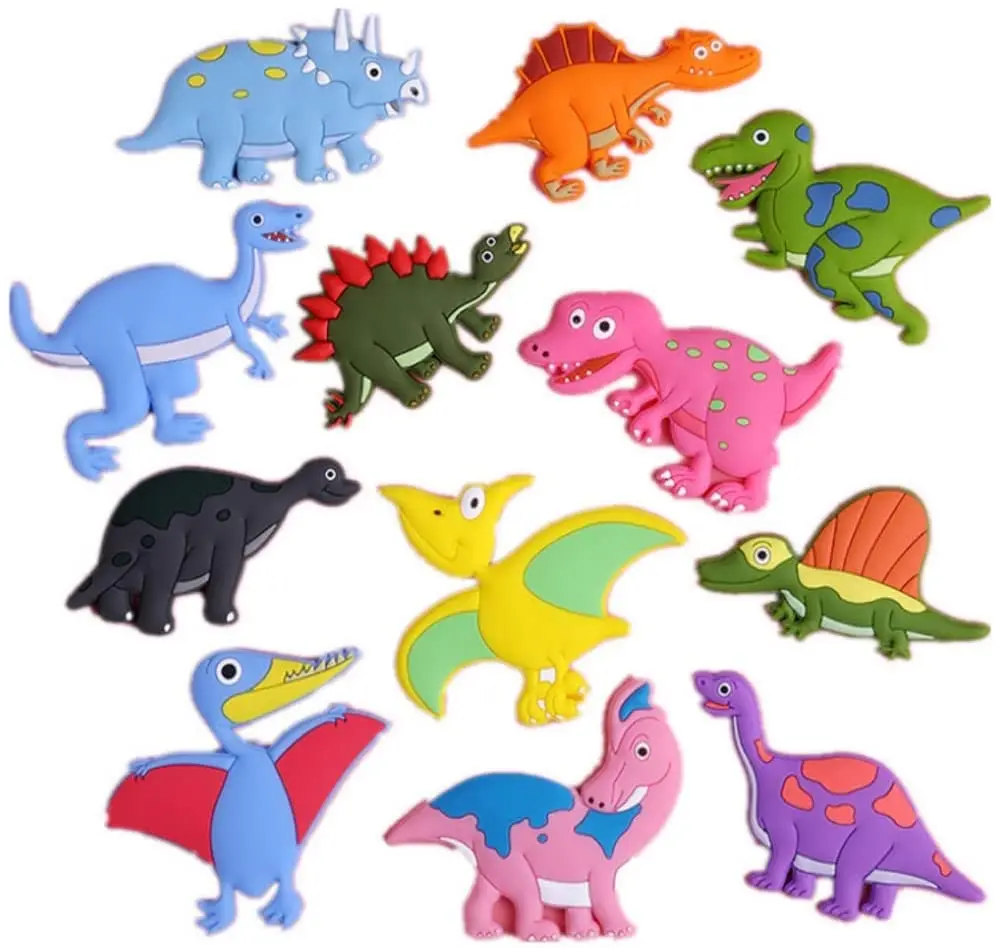 CheeseandU 12 cute cartoon animals Dinosaur stereo refrigerator magnets 3D dinosaur refrigerator magnets Kids Whiteboard Bulleti