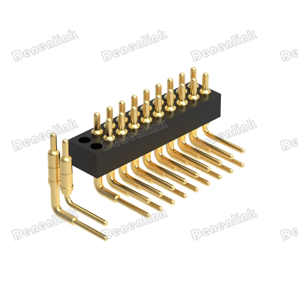 Dnenlink 1.27mm pitch Dual Row H2.0mm Right Angle DIP PogoPin Connector