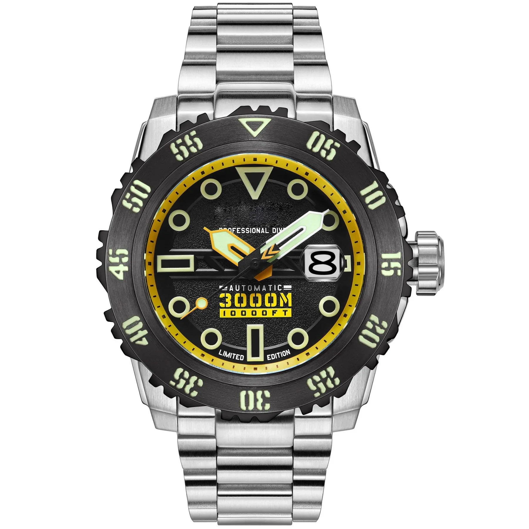 Professional Deep Diving Marine Mens Watch  Automatic  Super Luminous  Water Resistant 3000M Wrist Watch