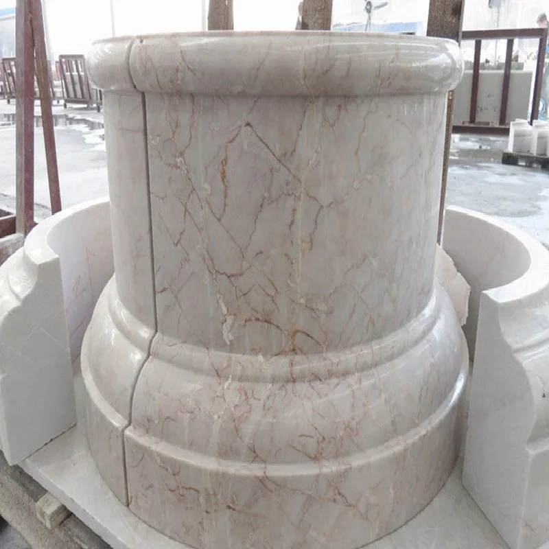 Custom stone marble porch column round dragon pillar with classically designed head statue
