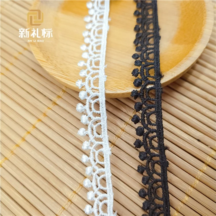 Polyester embroidery white bridal dress decorative lace Polyester embroidery lace trimming Lolita costume