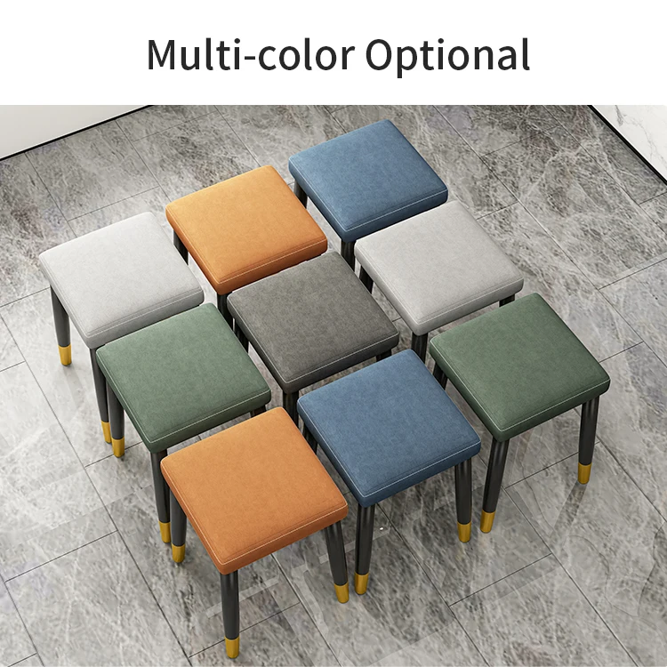 Home Furniture Luxury Fabric Orange Tufted Stools Chairs And Pedals