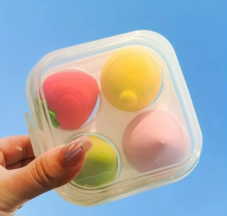 OEM Powder Puff Private Label Pure Cotton Makeup Puff Sponges Face Loose Mineral Custom Logo Makeup Puffs New Fruits Design