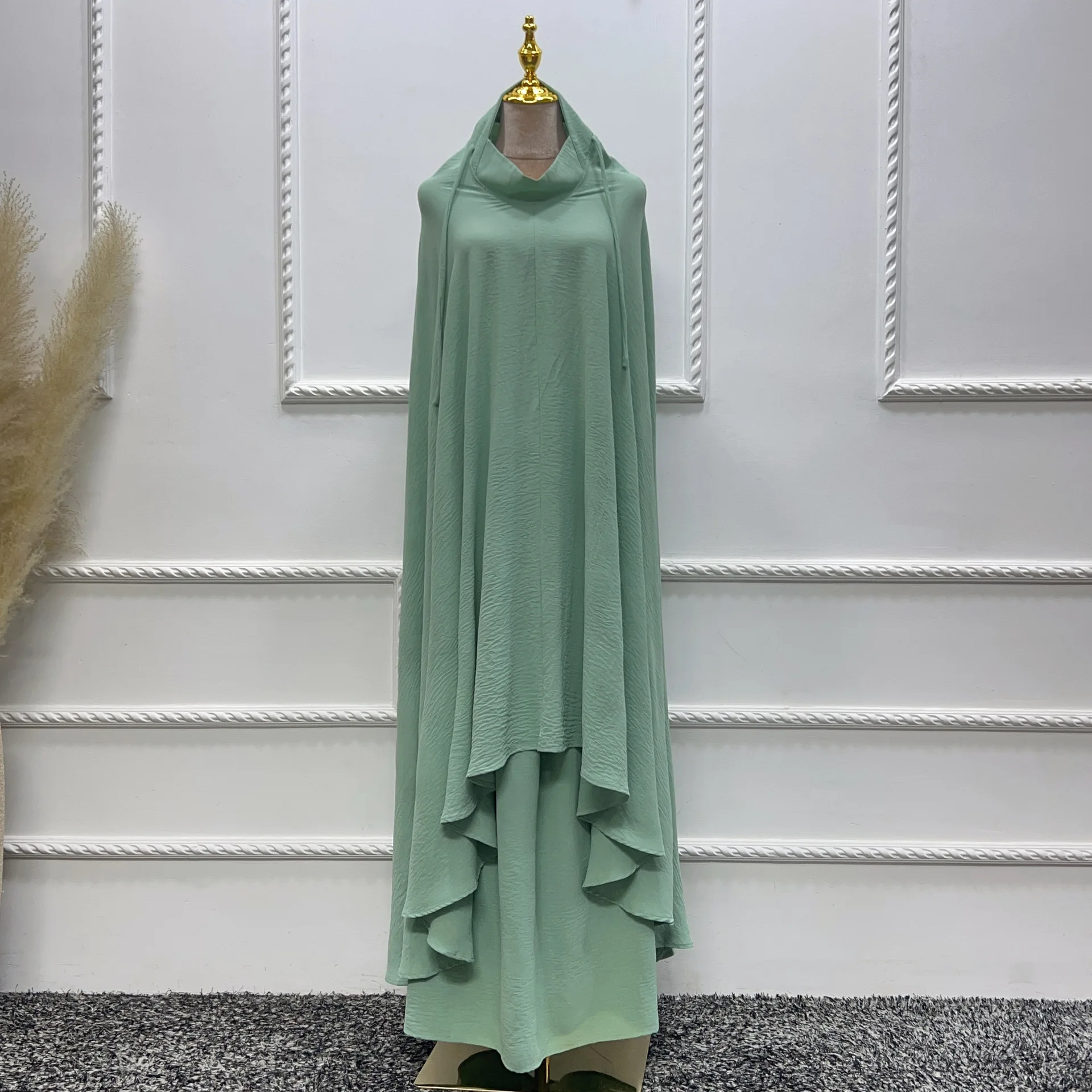 SIPO Solid Dubai Indonesia Vietnam Fashion Malaysia Muslim Prayer Set Women Garment Abaya Satin Fabric Telekung 2023
