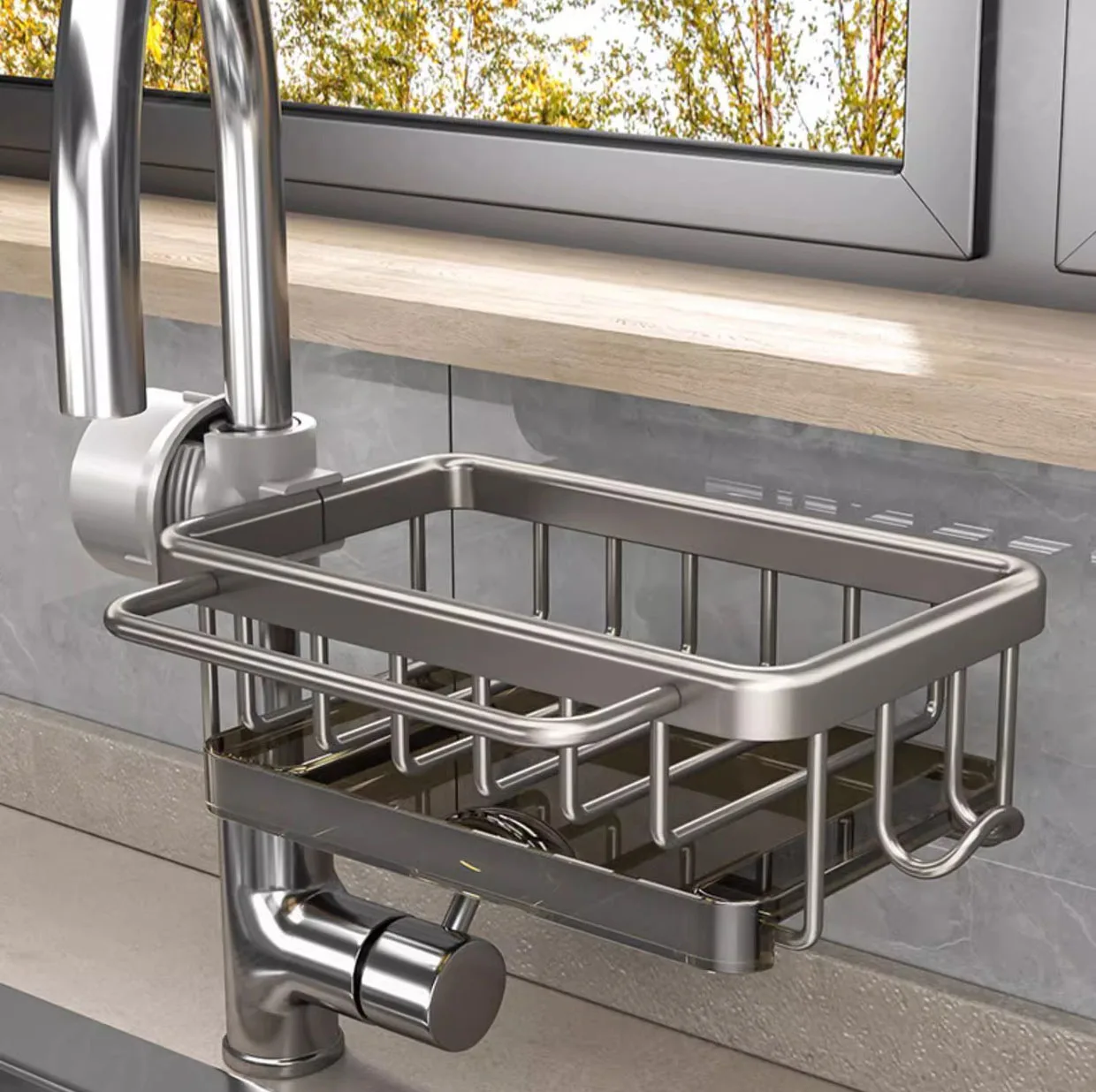 Multifunctional Metal Rack for Kitchen Faucet Storage Rack Design Sink Household Drain Basket Cloth Storage Corner