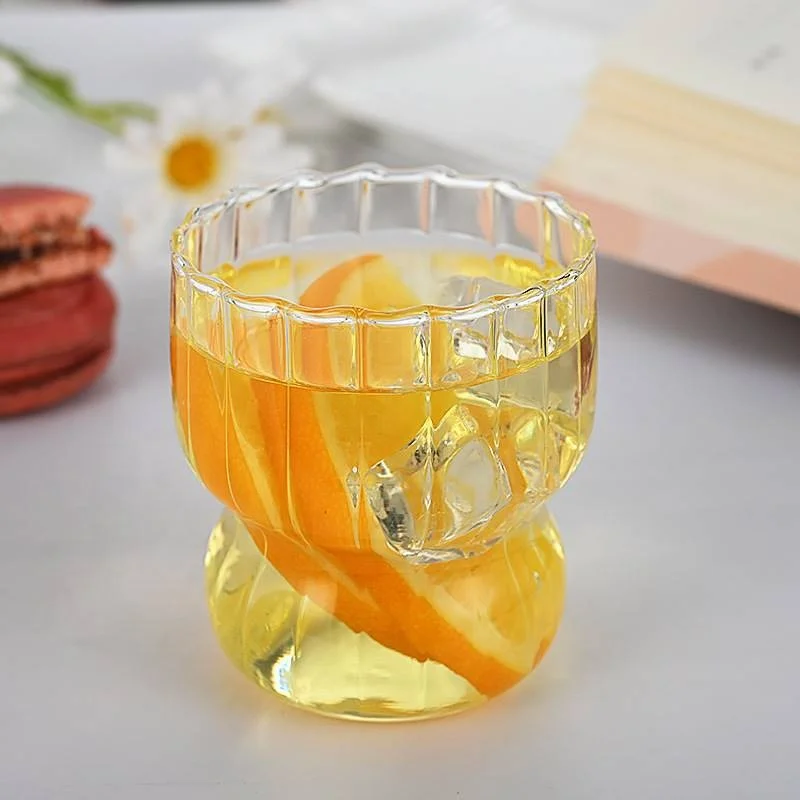 Thick Clear Glass Milk Coffee Single-Layer Mug Vertical Patterned High Borosilicate Glass Flower Bud Cup