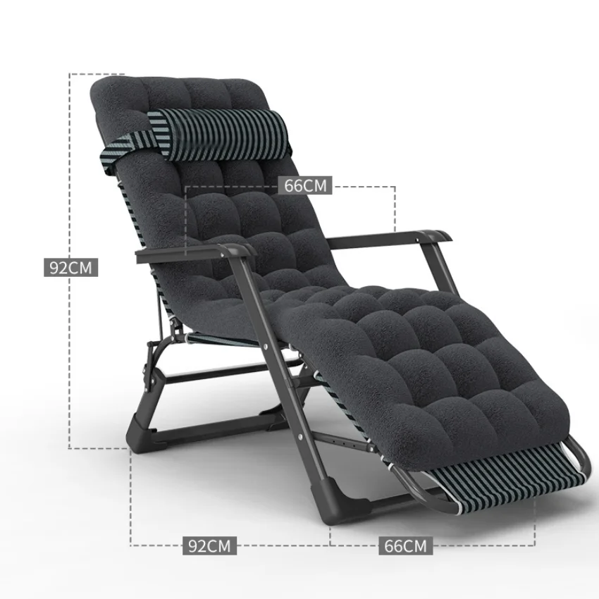 Adjustable  Folding Steel Oxford Cloth Lounge Chair Dual-purpose Chair  Foldable Bed with Soft Cushion